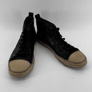 John Varvatos Shoes Mens Size 8 Black Tan High Top Leather Toe Cap F2921R2B
